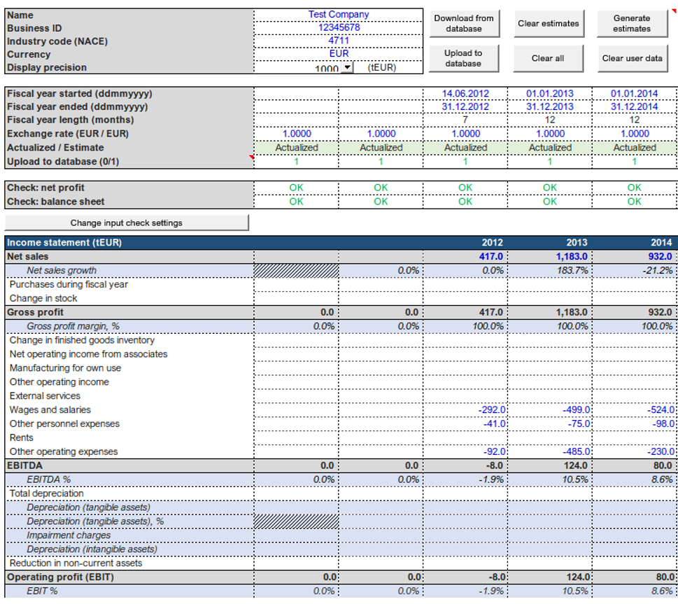 Excel models